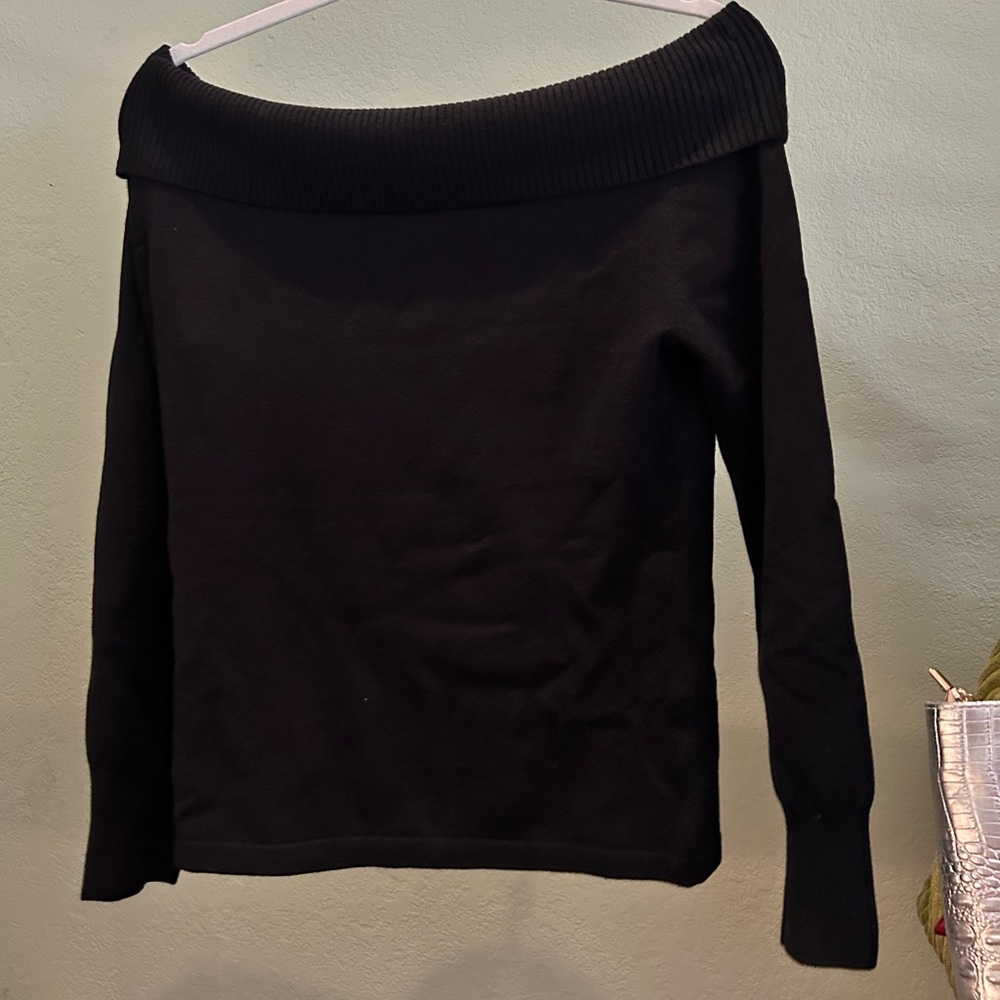 French Connection Off the Shoulder Black Top Size L